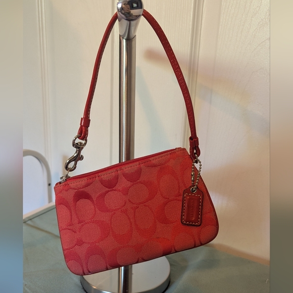 Coach Pink and Orange Leather Tag Wristlet - Picture 2 of 7